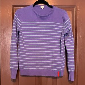 Kule Purple Aqua Striped Cashmere Sweater M RARE HTF